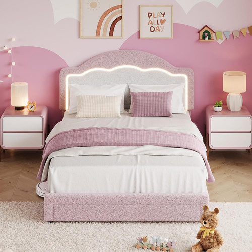 Pink led headboard - led, bed