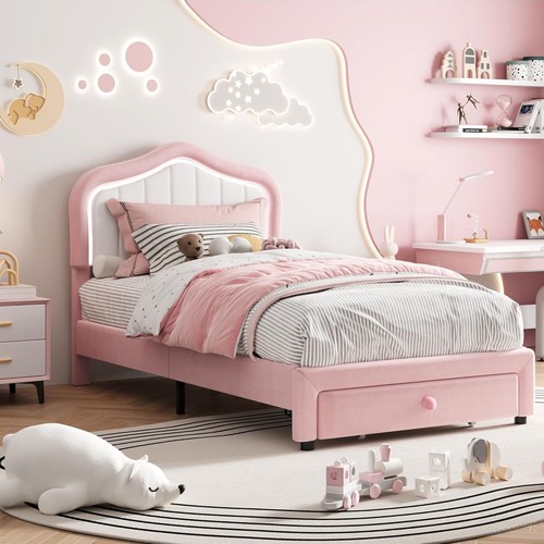 Twin upholstered bed - bed, frame