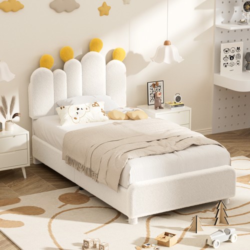 Kids boucle bed with - kids,
