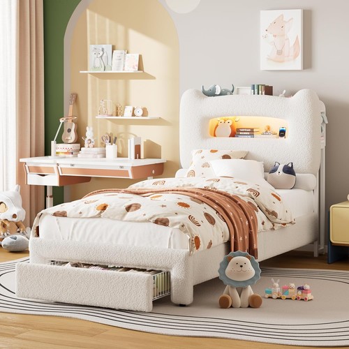 Led bed frame for kids - bed, with