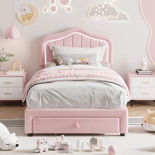 Twin size upholstered bed - size,