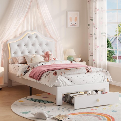 Twin upholstered bed frame - bed,
